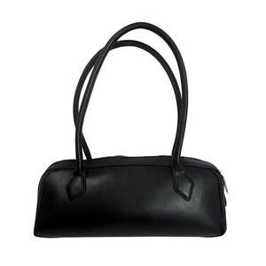 Moda Luxe Black Shoulder Bag Faux Leather Zip Top Top Handle Purse